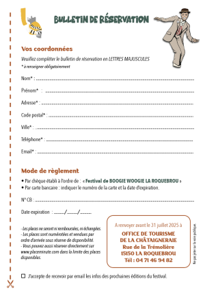 Bulletin de réservation